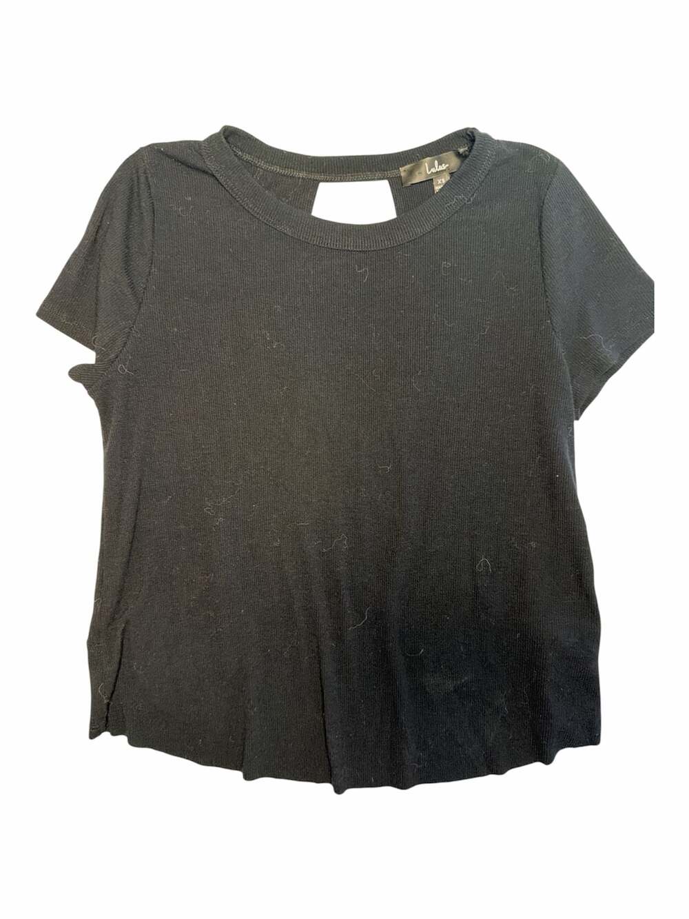 Lulus Women's Ribbed Short Sleeve Crew Neck Top with Open Back Detail